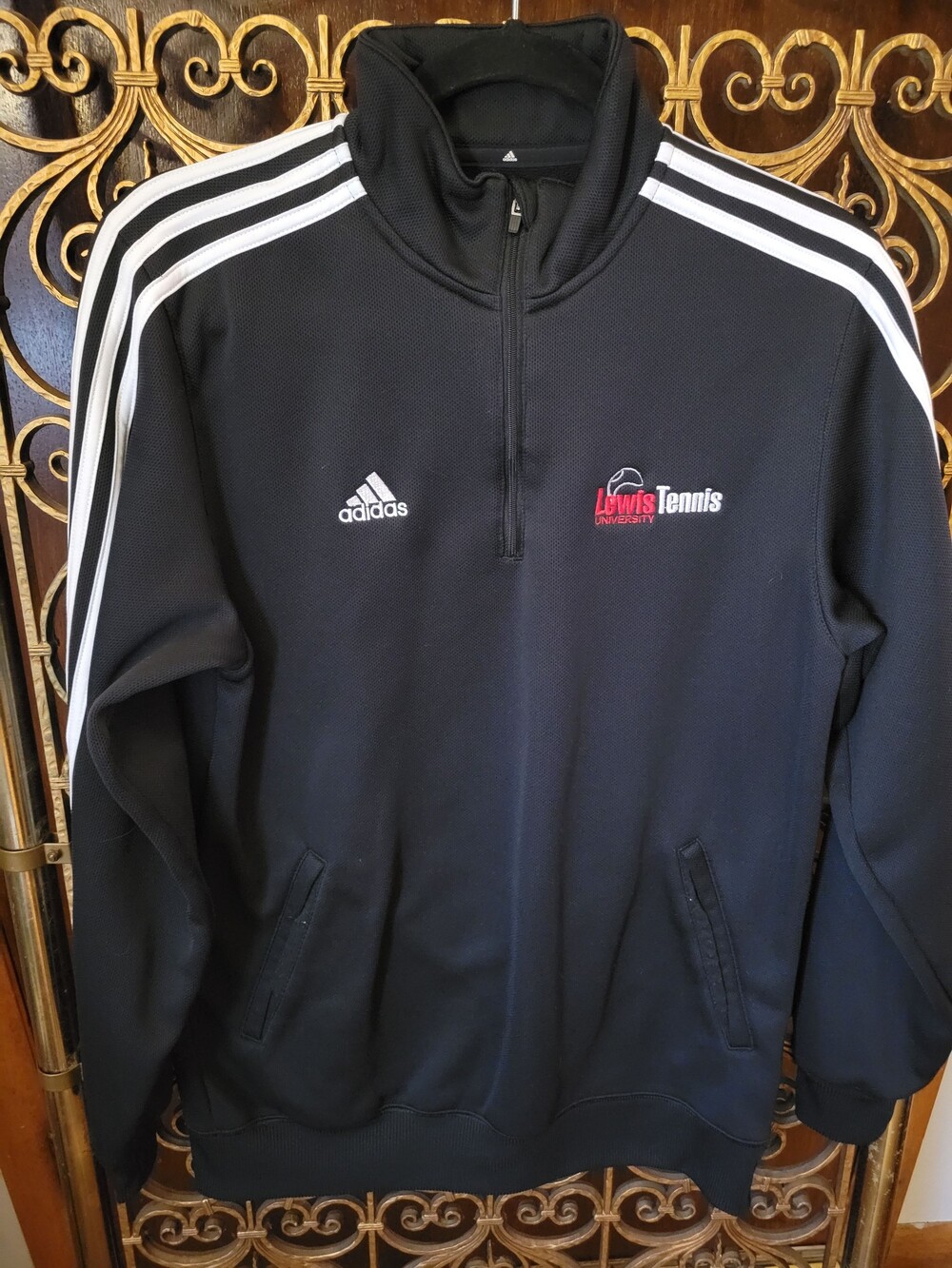 2011 Adidas Lewis Tennis Quarter-Zip Pullover Black Sweatshirt